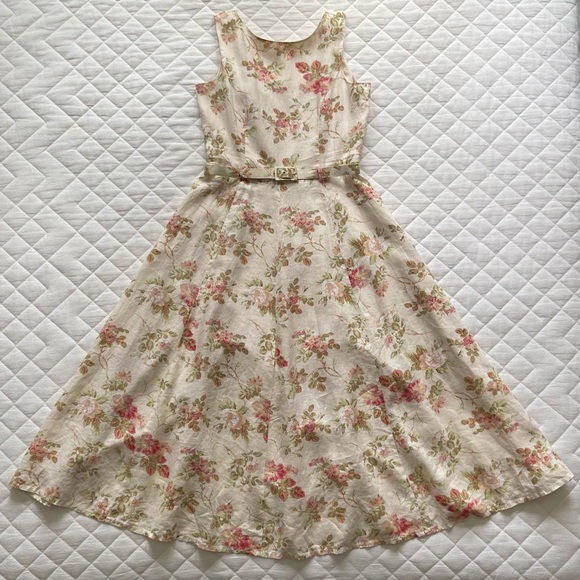 Laura Ashley Dresses & Skirts - 💐 Laura Ashley, Vintage Les Amandiers en Fleurs Linen Maxi Dress